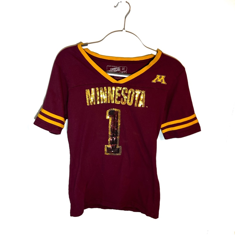 CAMPUS HERITAGE Golden Gophers Women’s short sleeve jersey sequins sparkles